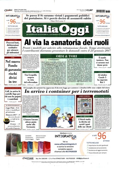 Italia oggi : quotidiano di economia finanza e politica